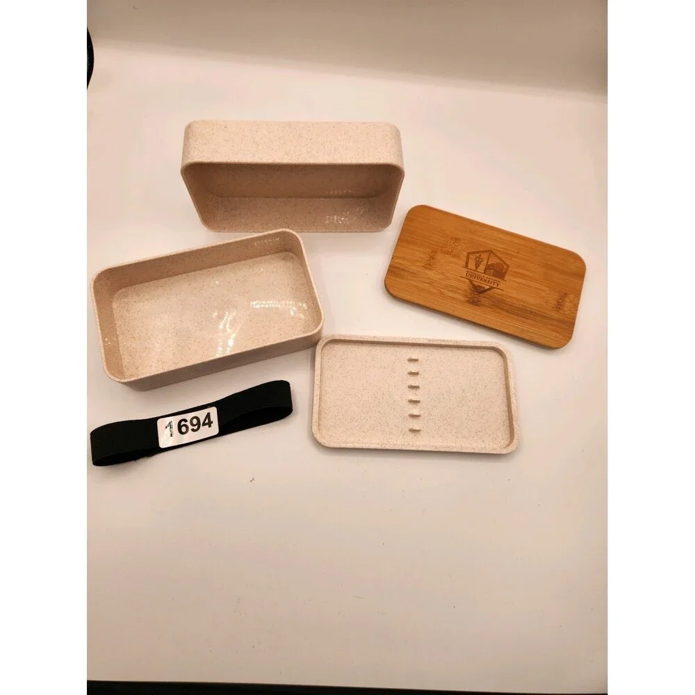 New (2) Layered Bento Box With Utensils